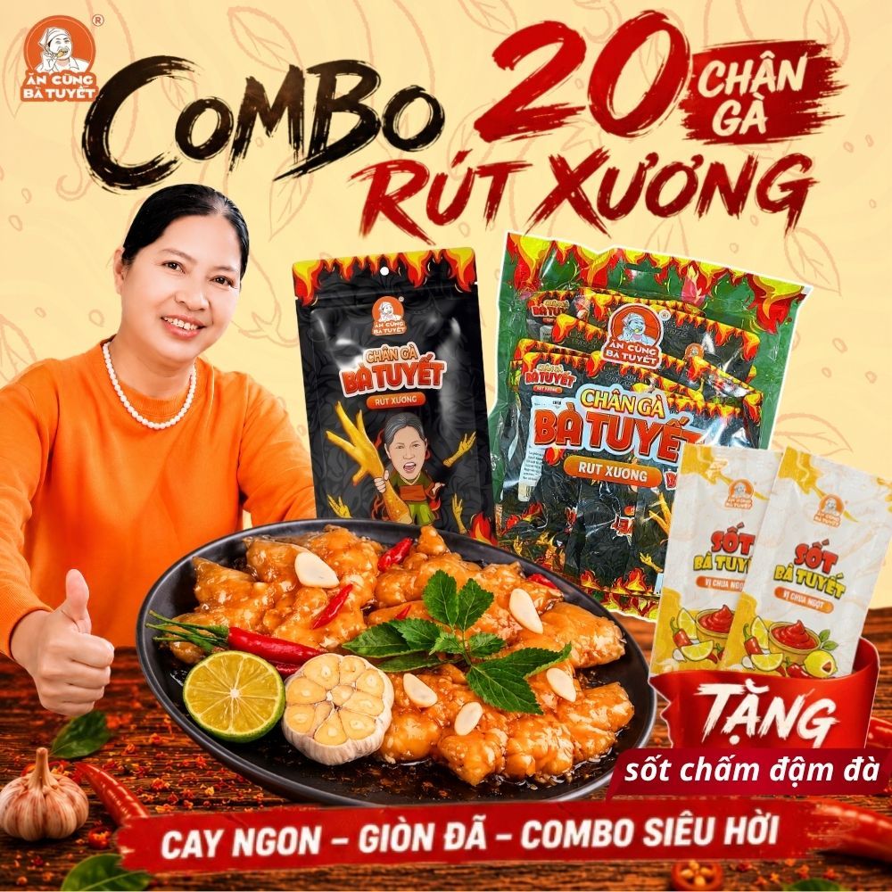 Combo 20 chân gà rút xương tê cay – ĂN CÙNG BÀ TUYẾT M28