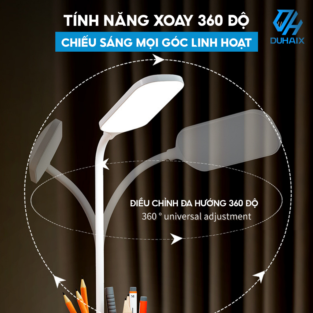 Đèn học để bàn cao cấp chống cận bảo vệ mắt, Sạc nhanh 15W, Hộp đựng bút , 3 chế độ ánh sáng, BH 12th