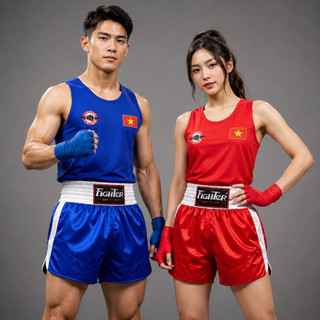 Quần Áo KickBoxing Fighter - Chất liệu Satin, vải thun cao cấp