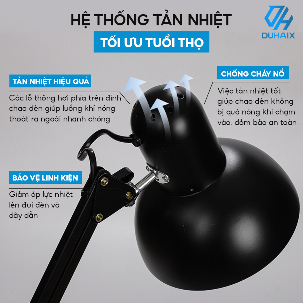 Đèn học PIXAR Bóng LED Chống Cận Bảo Vệ Mắt Kẹp Bàn Chắc Chắn Ánh Sáng Trắng Bảo Hành 12 Tháng