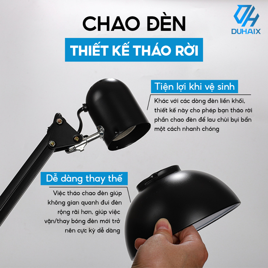 Đèn học PIXAR Bóng LED Chống Cận Bảo Vệ Mắt Kẹp Bàn Chắc Chắn Ánh Sáng Trắng Bảo Hành 12 Tháng
