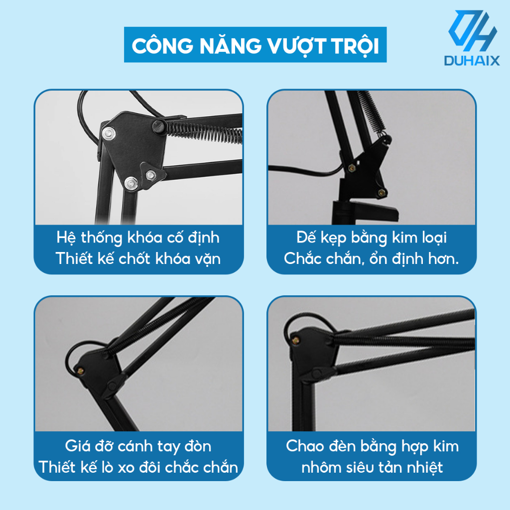 Đèn học PIXAR Bóng LED Chống Cận Bảo Vệ Mắt Kẹp Bàn Chắc Chắn Ánh Sáng Trắng Bảo Hành 12 Tháng
