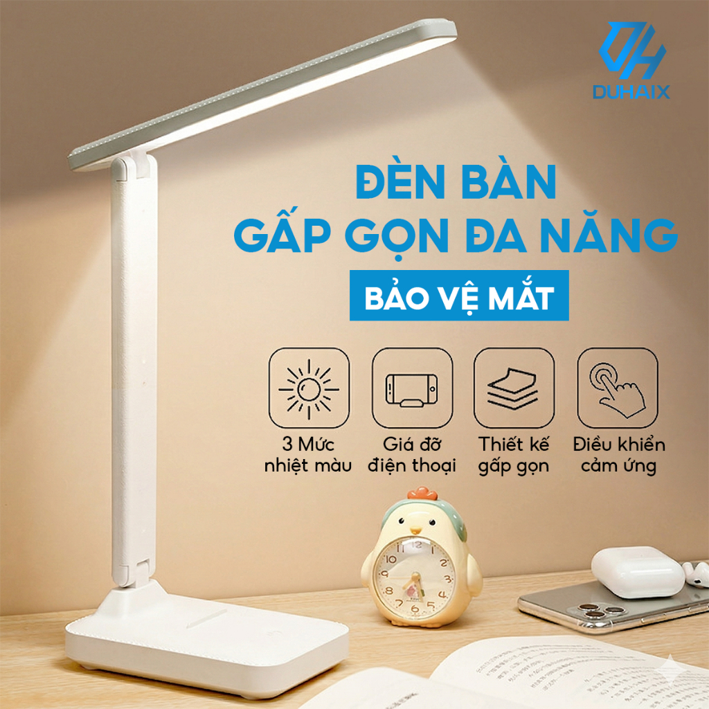 Đèn học để bàn chống cận bảo vệ mắt, Tích điện 2000mAh, 3 chế độ ánh sáng,ĐC ánh sáng 0-100, BH 12th