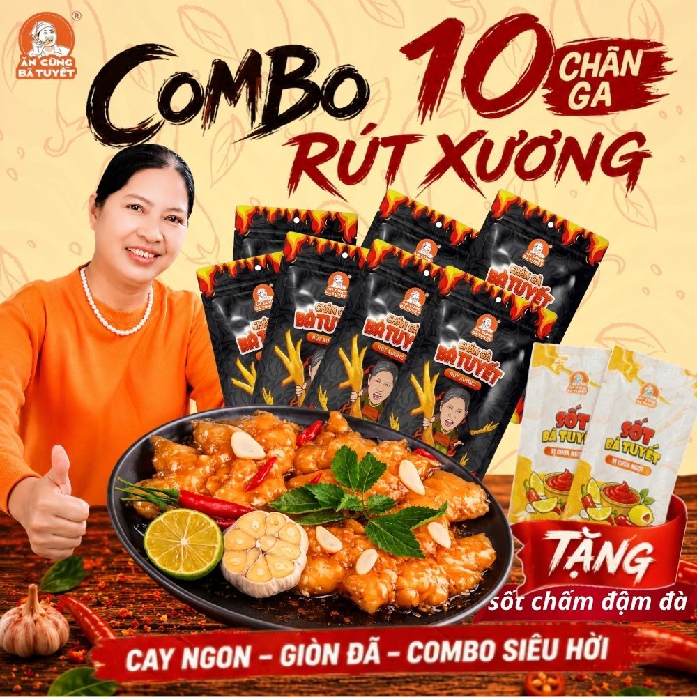 (Tặng 1 gói sốt) COMBO 10 CHÂN GÀ BÀ TUYẾT - ĂN CÙNG BÀ TUYẾT
