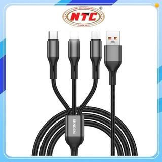 Cáp sạc 3IN1 SENDEM M51 USB-A to TypeC / LaiNing / MicroUSB, dài 1.2M (Xám)