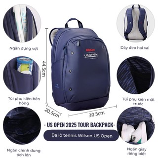Wilson US Open 2025 Tour Backpack Balo Đựng Vợt Tennis WR8046001001