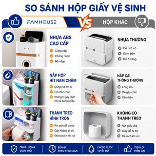 Hộp đựng giấy vệ sinh dán tường có thanh treo giấy tiện lợi , hộp giấy vệ sinh nhà tắm chống nước