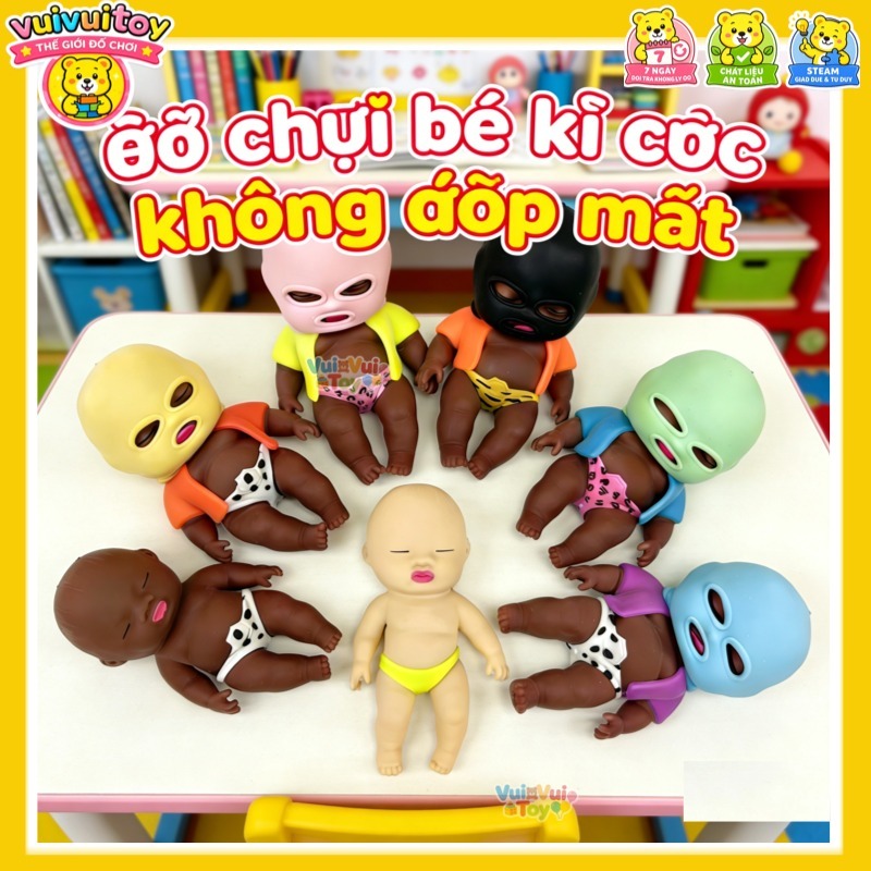 Búp bê da đen Natasha – Đồ chơi bóp xả stress, cao su, búp bê đen nhỏ, ngộ nghĩnh