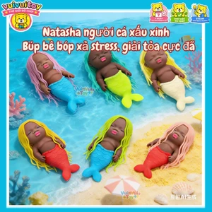 Búp bê đen Natasha – Đồ chơi bóp xả stress, cao su, búp bê đen nhỏ, ngộ nghĩnh 14cm