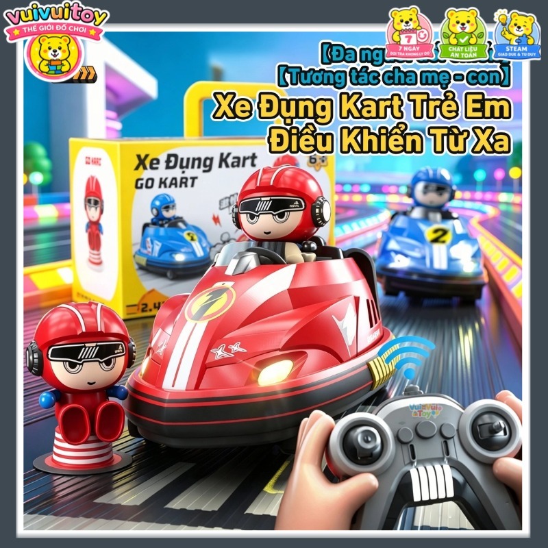 Xe đụng drift điều khiển từ xa Đối kháng 2 người cho bé, tăng cường tương tác giữa cha mẹ và con cái