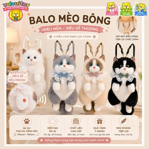 🐱Balo mèo nhồi bông Lông mềm mịn như thật có thể phát ra tiếng mèo kêu dễ thương