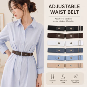 Thắt lưng lười không cần đục lỗ, thắt lưng đàn hồi vô hình, 2 màu, dễ sử dụng