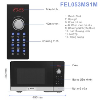 [BOSCH] Lò vi sóng độc lập Bosch FEL053MS1M - Series 2 - Hàng chính hãng - Bảo hành 3 năm
