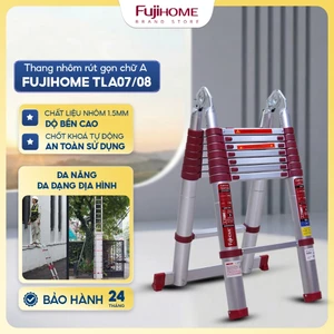 Thang nhôm rút đôi chữ A gấp gọn 4,4M - 5M FUJIHOME Nhập khẩu, thang rút đôi xếp gọn đa năng khoá chốt tự động an toàn