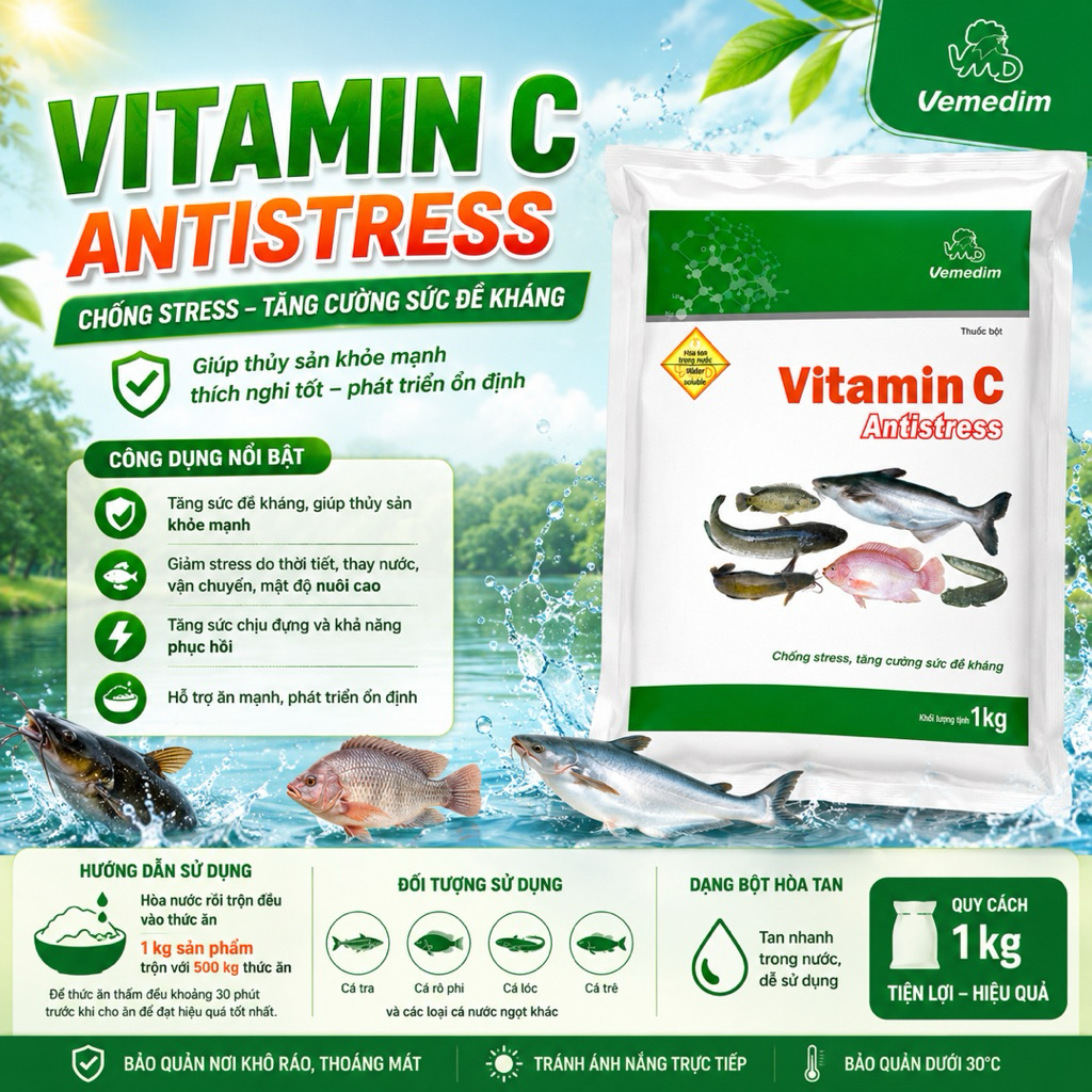 vitamin c vimedim gói 1kg dùng cho cá tôm thuỷ sản