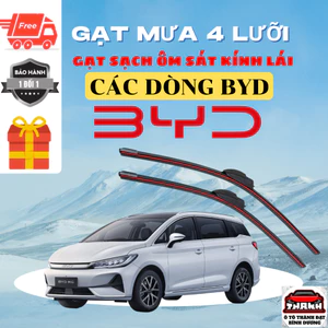 GẠT MƯA BYD M 6, CÁC DÒNG BYD, ATTO 2, ATTO 3, SEALION 6, SEAL, DOLPHINH, HAN EV, SEALION 8, SILICON 4 LƯỠI GẠT SẠCH ÊM