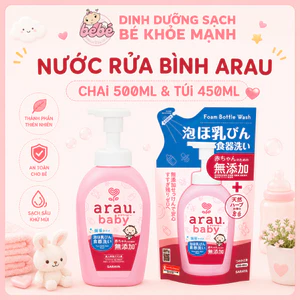 Nước rửa bình sữa Arau Baby nội địa Nhật Bản chai 500ml và túi refill 450ml