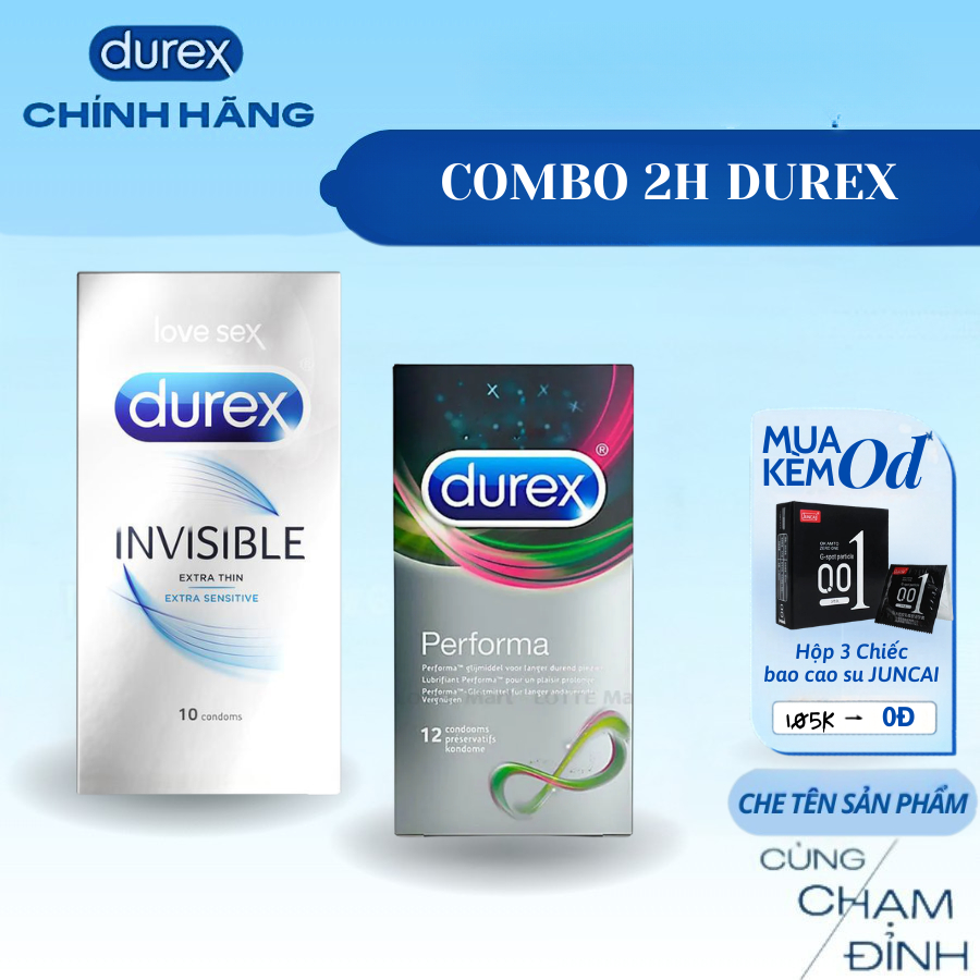 Bộ Combo 2 Hộp Bao Cao Su Durex Siêu Mỏng, Kéo Dài Thời Gian, Nhiều Gel Bôi Trơn Med love