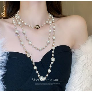Vòng Cổ Ngọc Trai Dáng Dài Cực Đẹp Hot Trend Chụp Áo Dài, Kỷ Yếu, Phụ Kiện Dây Chuyền 150cm Quấn Nhiều Tầng Thời Trang