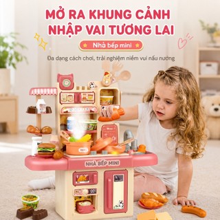Đồ chơi bếp đứng nấu ăn có đèn cho bé bộ đồ chơi nhà bếp mô phỏng cho trẻ từ 2 đến 8 tuổi