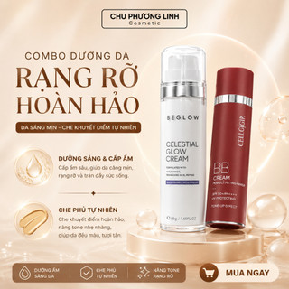 Combo Kem Nền CELLGIGIR BB Cream 50ml + Kem Ngày Beglow 48g CB0351 - Phủ Bóng, Trắng hồng, Trắng Da Cao Cấp