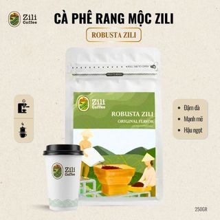 Cà Phê rang mộc Robusta Zili vị ĐẮNG ĐẦM HẬU NGỌT pha phin pha máy - Di Linh Zili Coffee [250g]