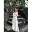 Set Đầm Trắng Hai Dây Nhún Ngực Xếp Ly Croptop