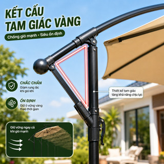 Ô Dù Lệch Tâm 3M Che Nắng Mưa, Dù Chuối Ngoài Trời Sân Vườn Hồ Bơi, Chống UV Xoay Nghiêng