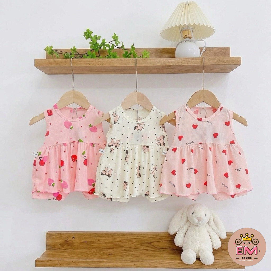 Bộ thun bèo váy cho bé gái mùa hè từ 5 - 16kg