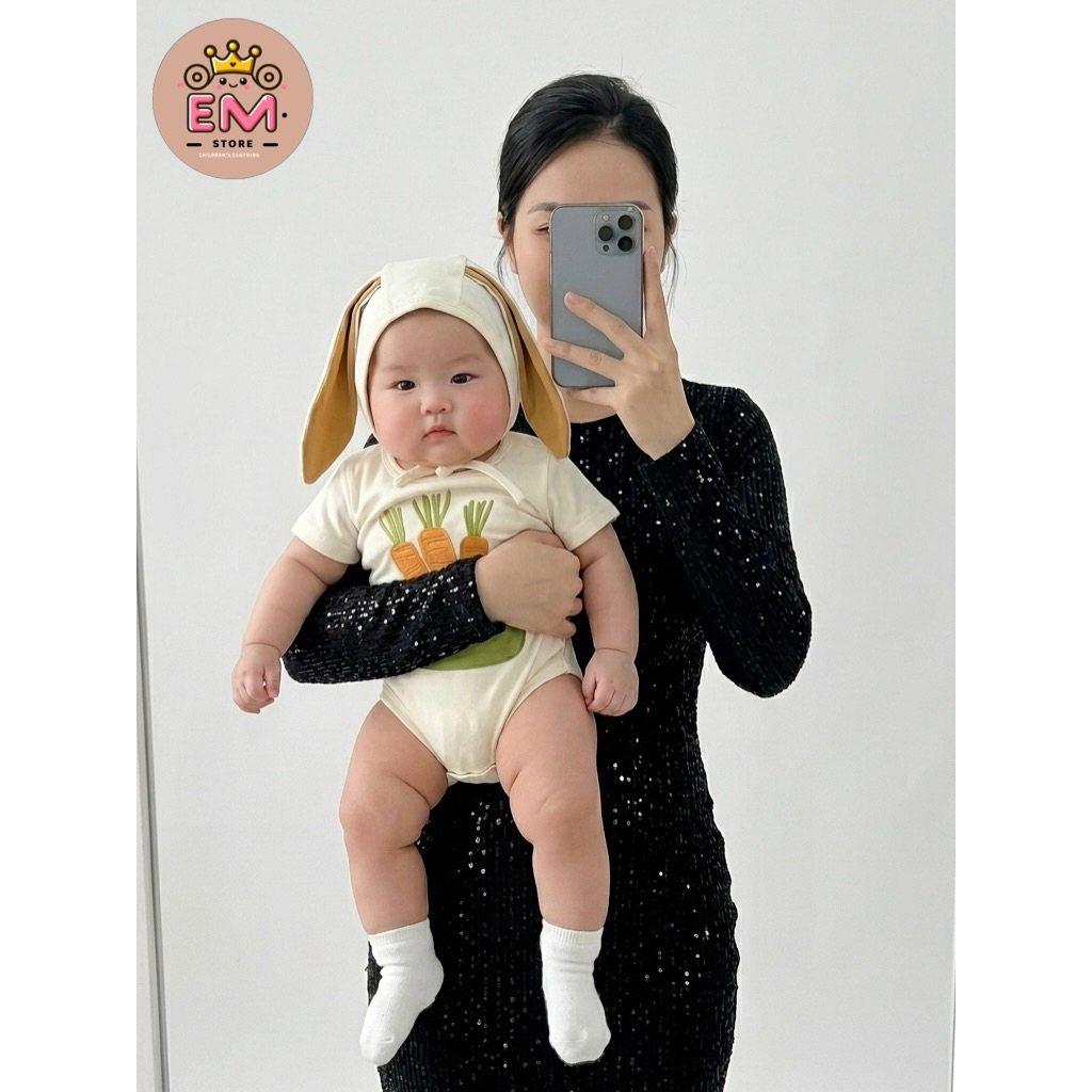 Set Body kèm mũ đáng yêu cho bé trai bé gái Size 4-12kg