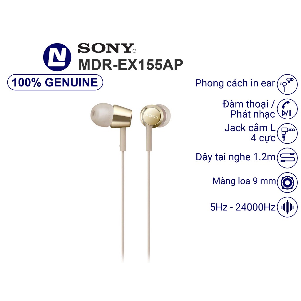 Sony MDR EX155AP Tai nghe có dây in ear với micro đàm thoại - đầu cắm 3.5mm