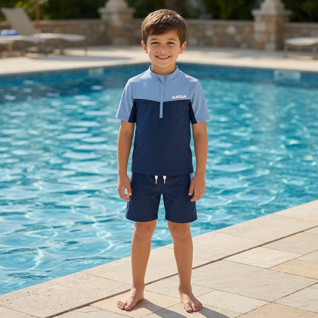 Bộ bơi, đồ bơi bé trai chất thun dầy dặn size 15-50kg vải co giãn, thoải mái dễ chịu
