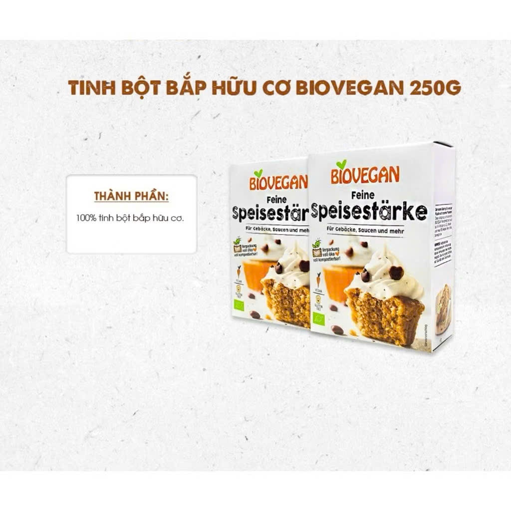 Tinh bột bắp hữu cơ, bột làm bánh hữu cơ cho bé Biovegan