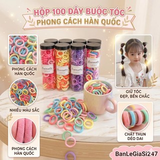 Ống 100 Dây Buộc Tóc Cho Bé Gái Nhiều Màu Sắc Phong Cách Hàn Quốc (S21) Hộp 100 Thun Buộc Tóc Dễ Thương Nhiều Màu Sắc