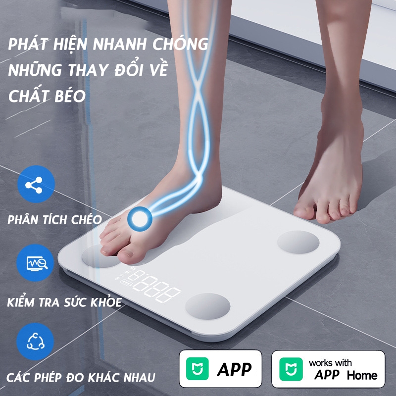 【Bảo hành 3 năm miễn phí 】Cân điện tử thông mình-24 chỉ số cơ thểHỗ trợ kết nối điện thoại di động APP Tải trọng lớn