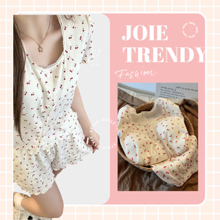 Set Mặc Nhà Trẻ Trung JOIE TRENDY - Đồ Bộ Thun Lỗ Họa Tiết Cherry Viền Bèo Ngọt Ngào Cực Xinh