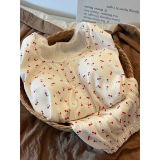 Set Mặc Nhà Trẻ Trung JOIE TRENDY - Đồ Bộ Thun Lỗ Họa Tiết Cherry Viền Bèo Ngọt Ngào Cực Xinh