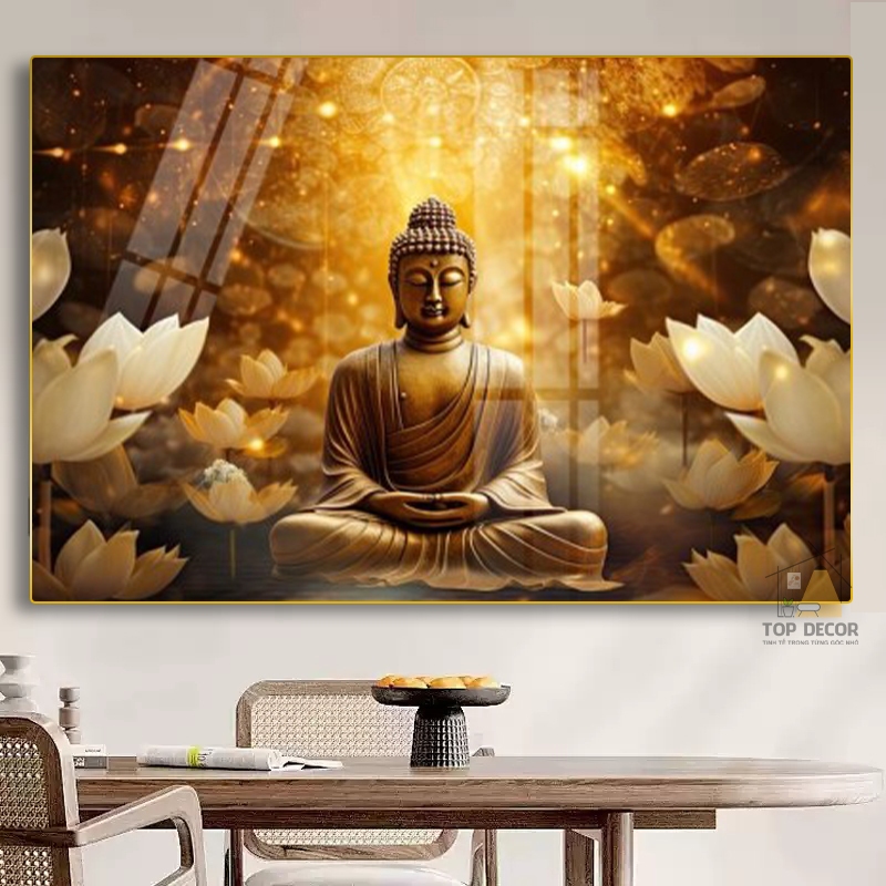 Tranh treo tường Phật Giáo  " ĐỨC PHẬT NGỒI TỌA THIỀN" in UV 5D cao cấp tranh treo phòng thờ- Top Decor