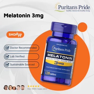 [Giá Rẻ Nhất] Melatonin Puritan's Pride 3mg 120 Viên - Hàng Mỹ Giúp Ngủ Ngon - Xả Kho Giá Sốc