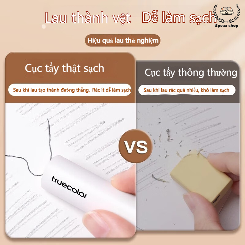Truecolor Gôm Tẩy Tam Giác Ít Vụn Cho Học Sinh –Tẩy Thành Sợi Siêu Sạch, Dùng Cho Viết Chữ & Vẽ Mỹ Thuật