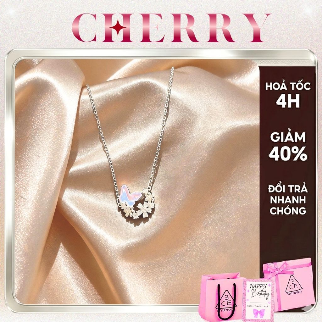 [KHÔNG ĐEN GỈ] Bộ Dây chuyền nữ hồ điệp CHERRY JEWELRY nhiều màu phụ kiện bạc trang sức thời trang