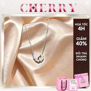 Dây chuyền nữ cầu vồng đính đá hồ điệp CHERRY JEWELRY, Vòng cổ titan cao cấp học sinh thanh lịch