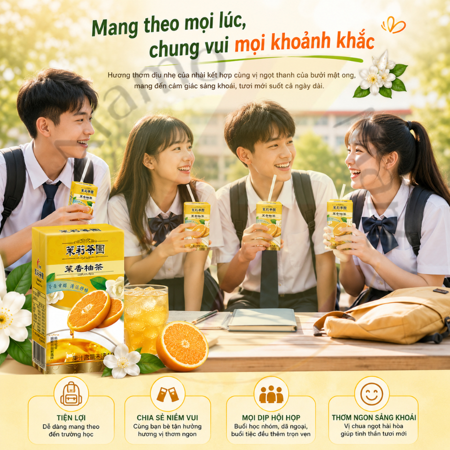 Trà trái cây Bưởi Hoa Lài Jasmine Pomelo Tea Đài Loan 6 Hộp/Combo và 24 hộp/Thùng