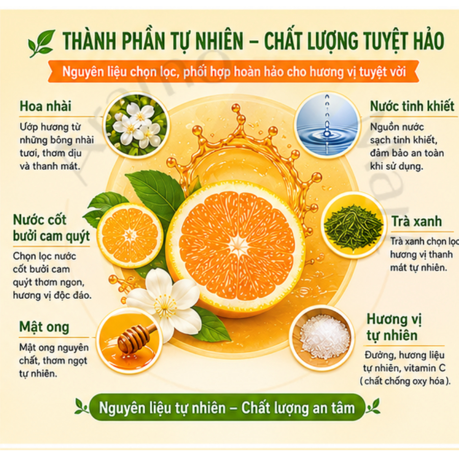 Trà trái cây Bưởi Hoa Lài Jasmine Pomelo Tea Đài Loan 6 Hộp/Combo và 24 hộp/Thùng