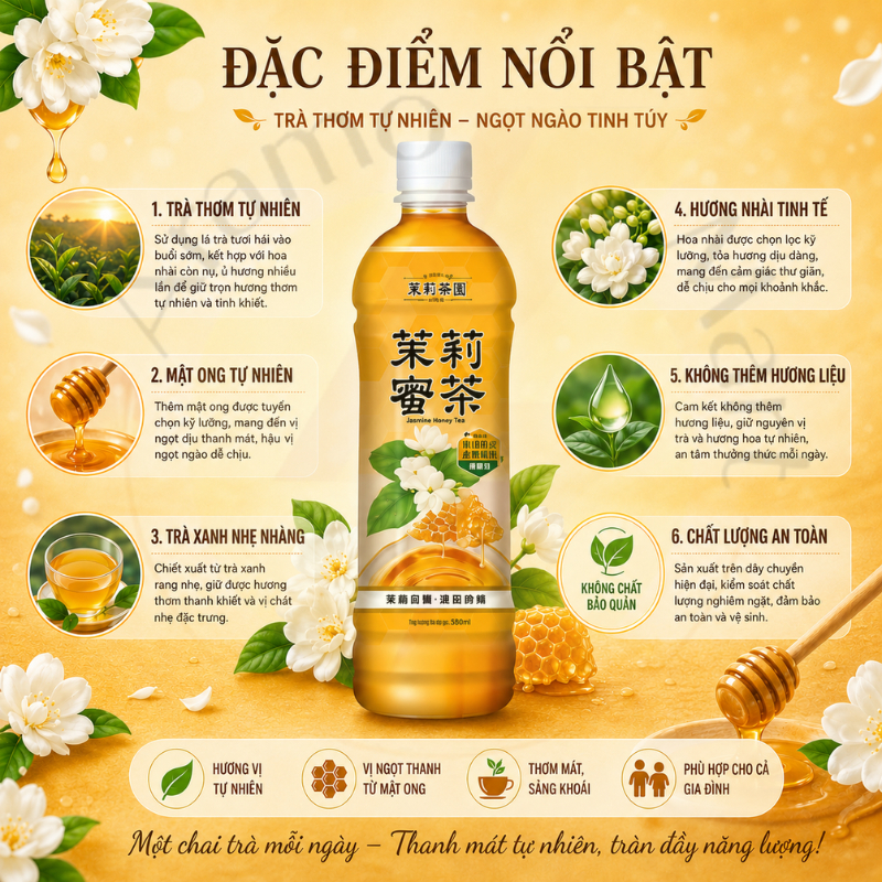 Combo12 chai Nước Trà mật ong hoa lài Trà mật ong hoa nhài Trà hoa nhài Kuang Chuan Đài Loan