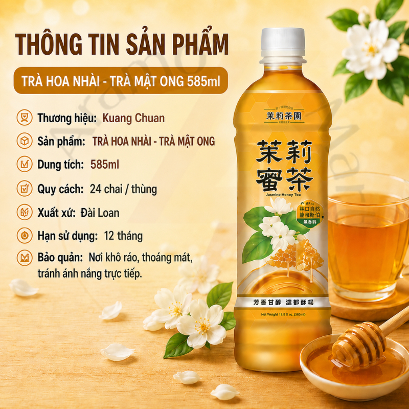 Combo12 chai Nước Trà mật ong hoa lài Trà mật ong hoa nhài Trà hoa nhài Kuang Chuan Đài Loan