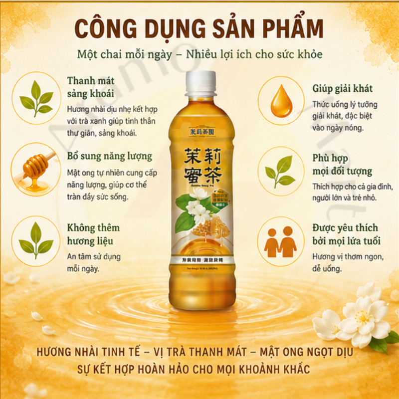 Combo12 chai Nước Trà mật ong hoa lài Trà mật ong hoa nhài Trà hoa nhài Kuang Chuan Đài Loan