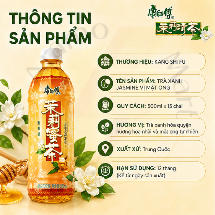 Thùng Trà hoa nhài, thanh trà các loại Kang Shi Fu 15chai