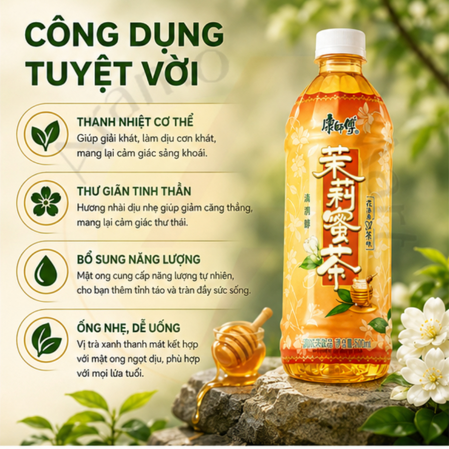 Thùng Trà hoa nhài, thanh trà các loại Kang Shi Fu 15chai