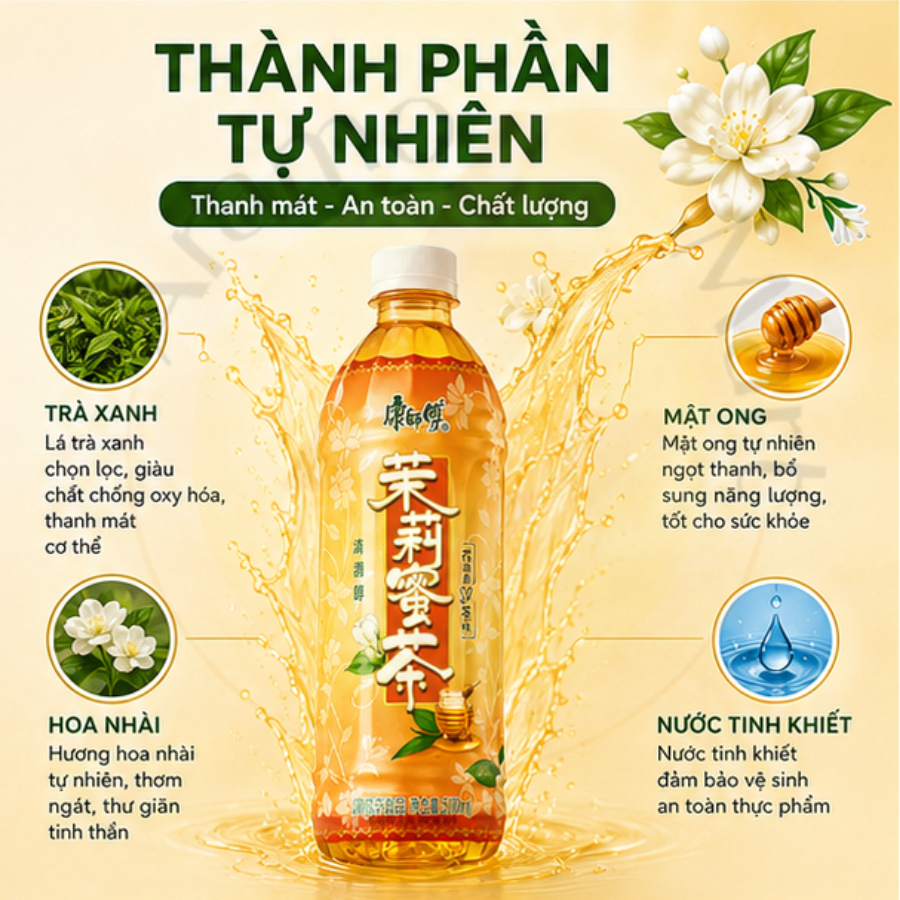 Thùng Trà hoa nhài, thanh trà các loại Kang Shi Fu 15chai